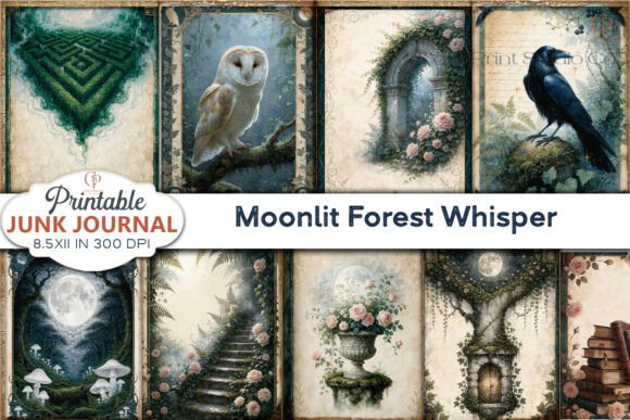Embrace the Enchantment: The Moonlit Forest Whisper Junk Journal Page