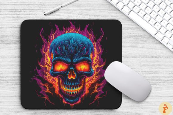 Neon Skull Flaming Eyes Mouse Pad: A Digital Design Deep Dive