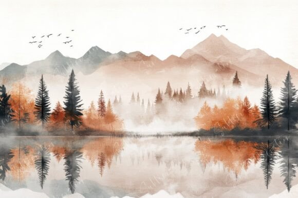 Serene Mountain Landscape Featuring: A Design Asset for Depth