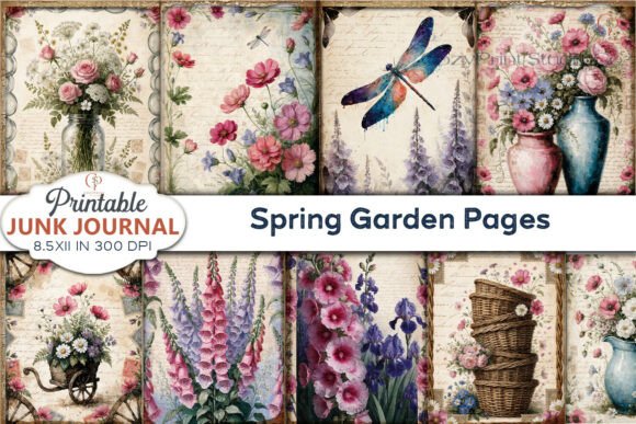 Spring Garden Pages Junk Journal: Digital Florals for Creative Projects
