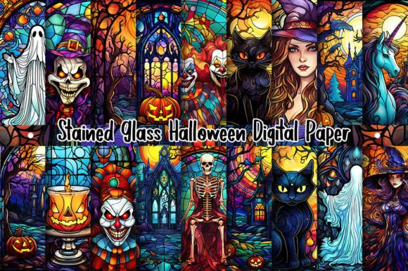 Stained Glass Halloween Background: Your Gothic Design Asset