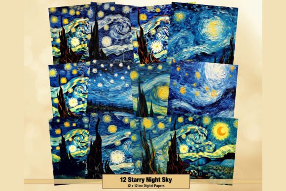 Starry Night Van Gogh Inspired Papers: A Cosmic Design Asset