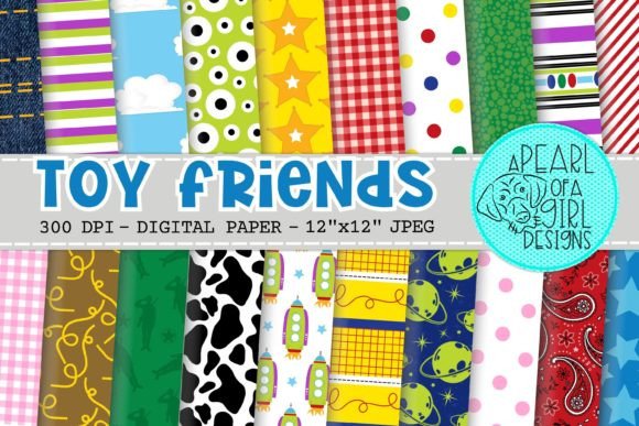 Toy Friends Digital Paper: Creative Western & Galaxy Backgrounds