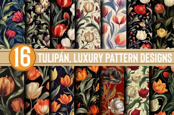 Tulipán, Luxury Pattern Designs: 16 High-Quality PNGs