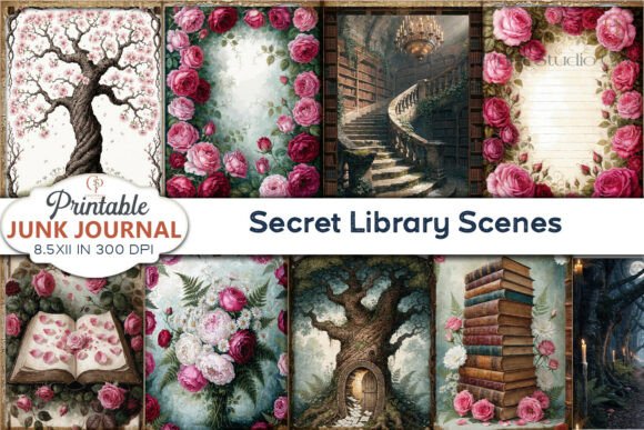 Unveiling the Secret Library Scenes Junk Journal Pages