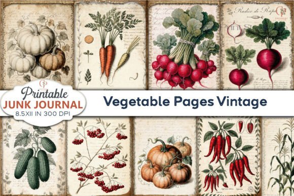 Vegetable Pages Vintage Junk Journal: A Designer's Toolkit for Authenticity