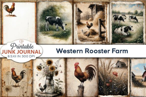Western Rooster Farm Junk Journal Pages: A Rustic Creative Toolkit